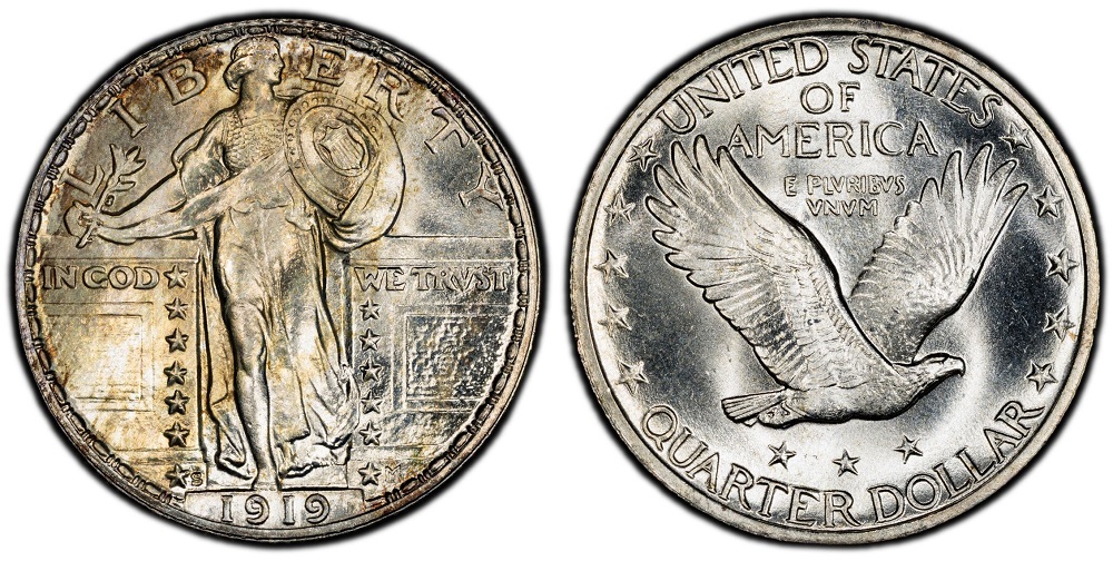 1919-S Standing Liberty Quarter obverse with San Francisco S mint mark visible above the date